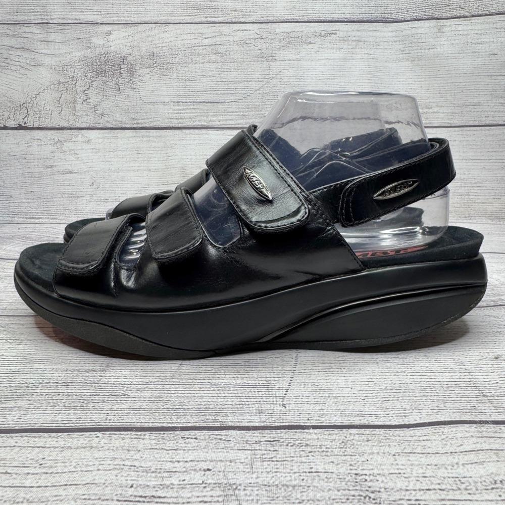 MBT Black Leather Strappy Platform Sandals Women's Size 10.5 US 41 EU 700652-03